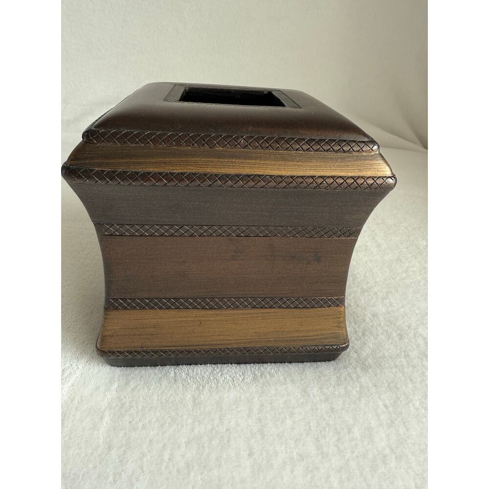 Kohls Heavy Decorative Square‎ Tissue Box Cover Bronze Metal Luxury